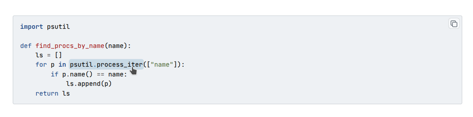 Clickable API reference