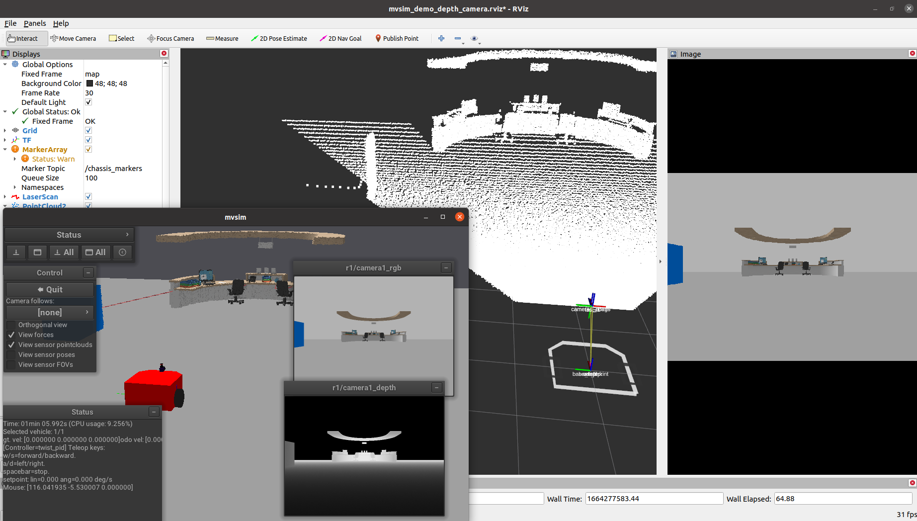 MVSim depth camera visualization