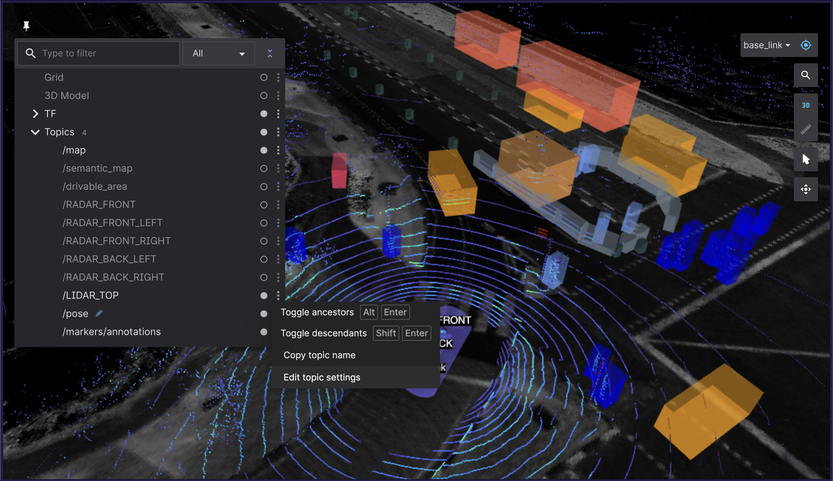 Foxglove's 3D panel