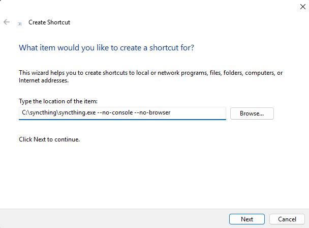 Windows Startup Folder Create Shortcut Screenshot